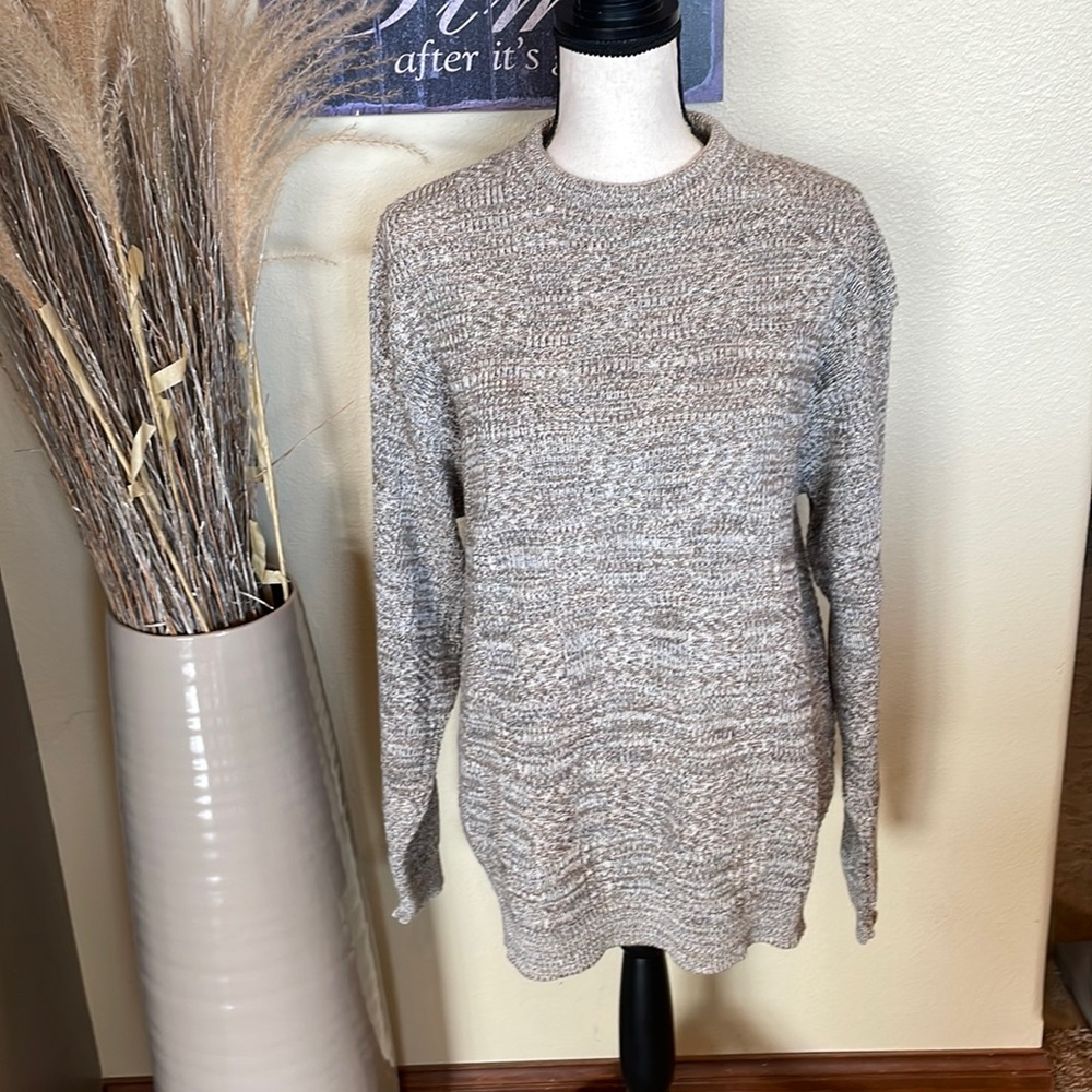 Vintage Gray Oscar De La Renta Ribbed Block Oversized Knit Crewneck Sweater